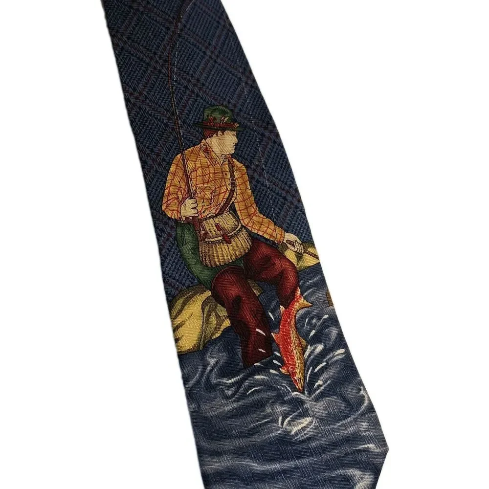 GJ Cahn All Silk Hand Sewn Neck Tie Fish Print